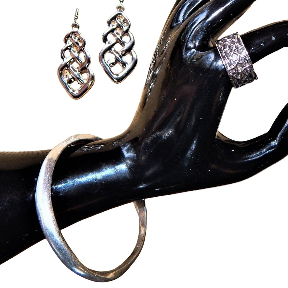 Vintage Celtic Knot Ring~Earrings~ Bangle Bracelet Jewelry Set